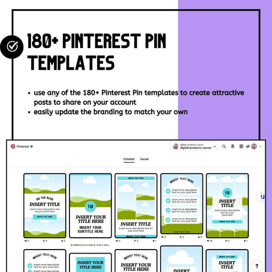 180+ Pinterest pin templates | editable Canva templates